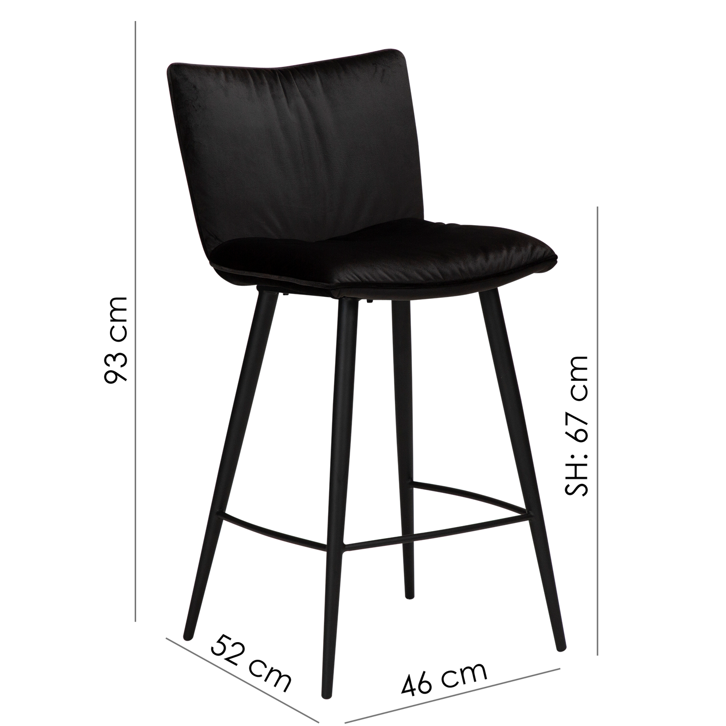 2 stk. JOIN Barstol bronze fløjl, sort metal