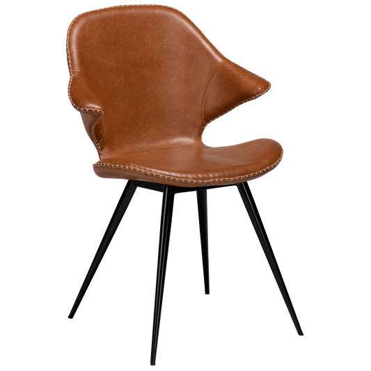 2 stk. KARMA Stol lysbrun kunstlæder, sort metal