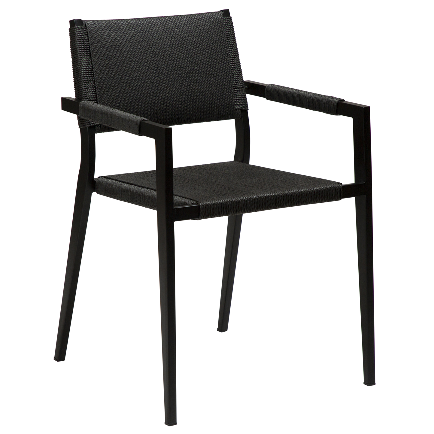 2 stk. LOOP Lænestole, sort snor, sorte metal ben.