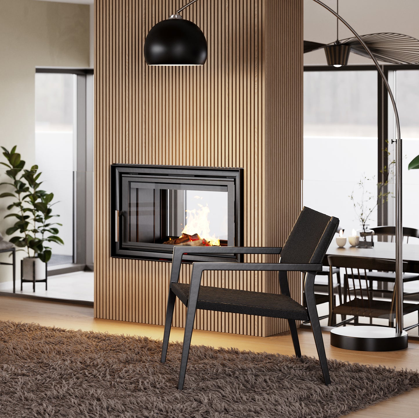 2 stk. LOOP Loungestole, sort snor, sorte metal ben.
