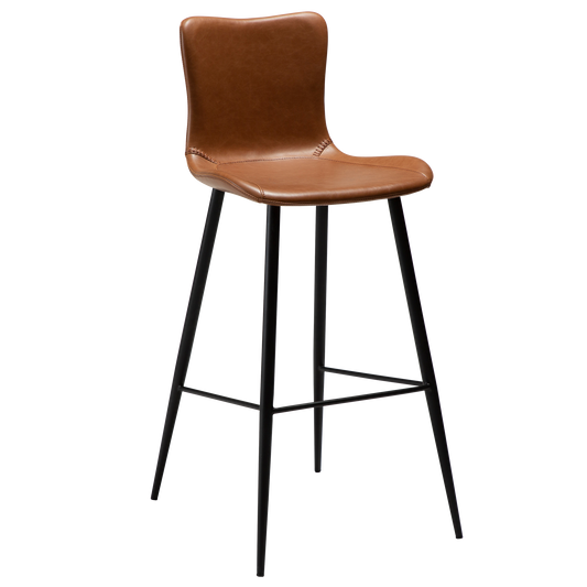 2 stk. MEDUSA Barstol lysbrun kunstlæder, sort metal