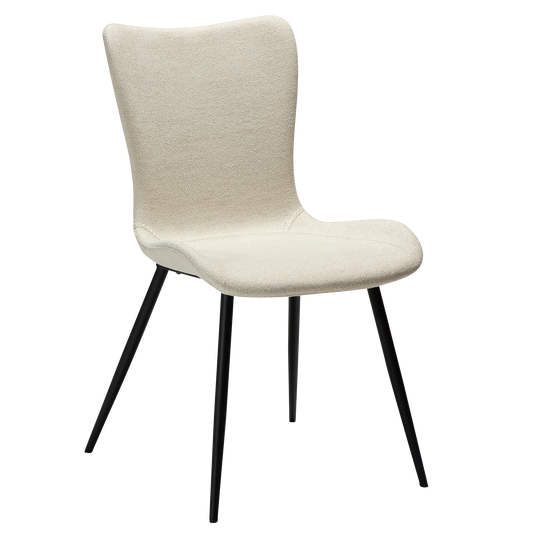 2 stk. MEDUSA Stol hvid/beige bouclé stof, sort metal.