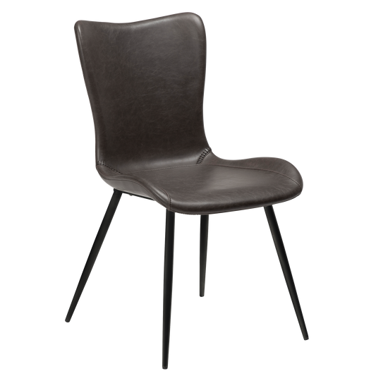 2 stk. MEDUSA Stole, mørkegrå kunstlæder, sorte metal ben