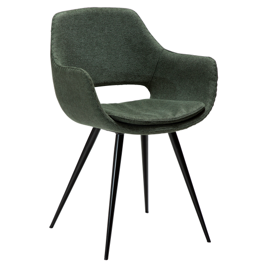 1 stk. OHH Stol grønt stof, sort metal (UK Crib 5)