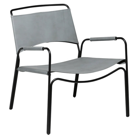 1 stk. PAZ Loungestol grå kunstlæder, sort metal