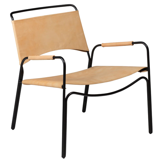 1 stk. PAZ Loungestol hvid/beige kunstlæder, sort metal