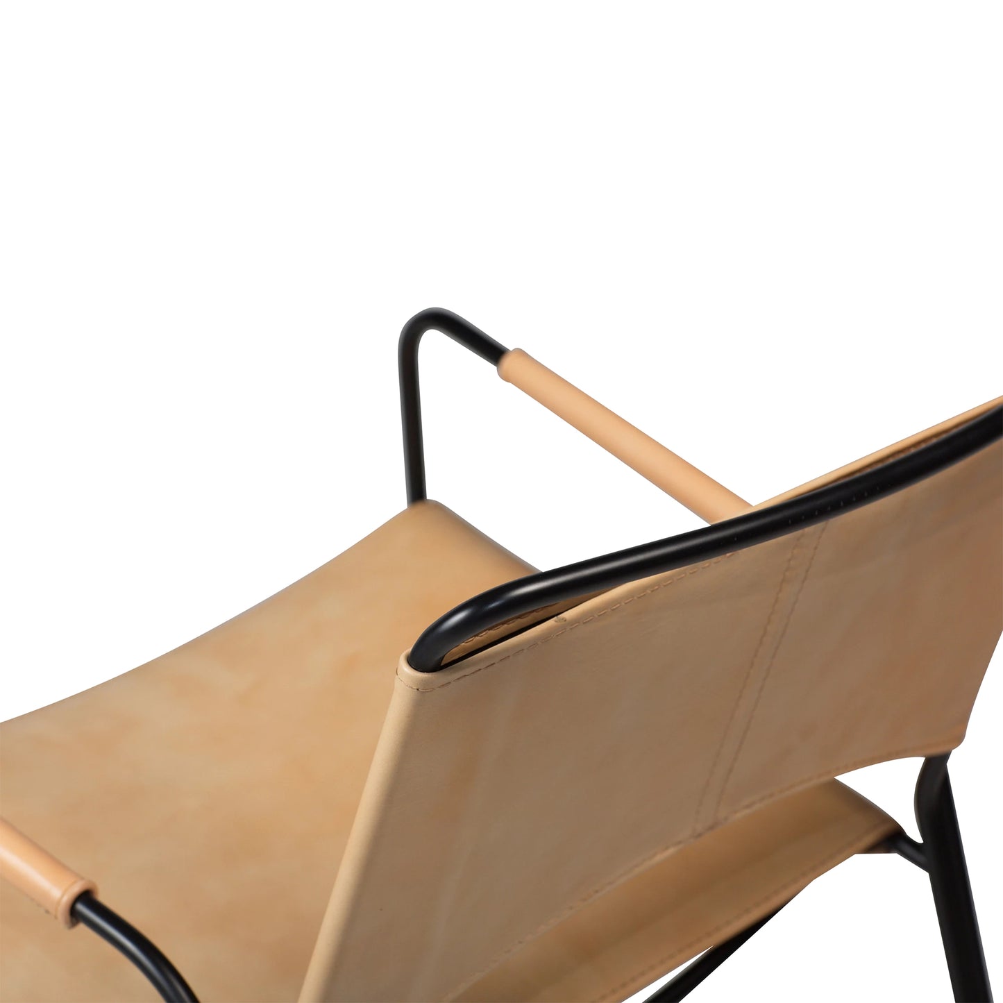 1 stk. PAZ Loungestol hvid/beige kunstlæder, sort metal