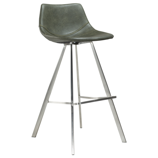 2 stk. PITCH Barstol grøn kunstlæder, metal ben