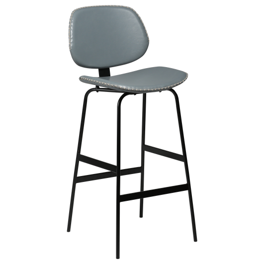 1 stk. PRIME Barstol grå kunstlæder, sort metal