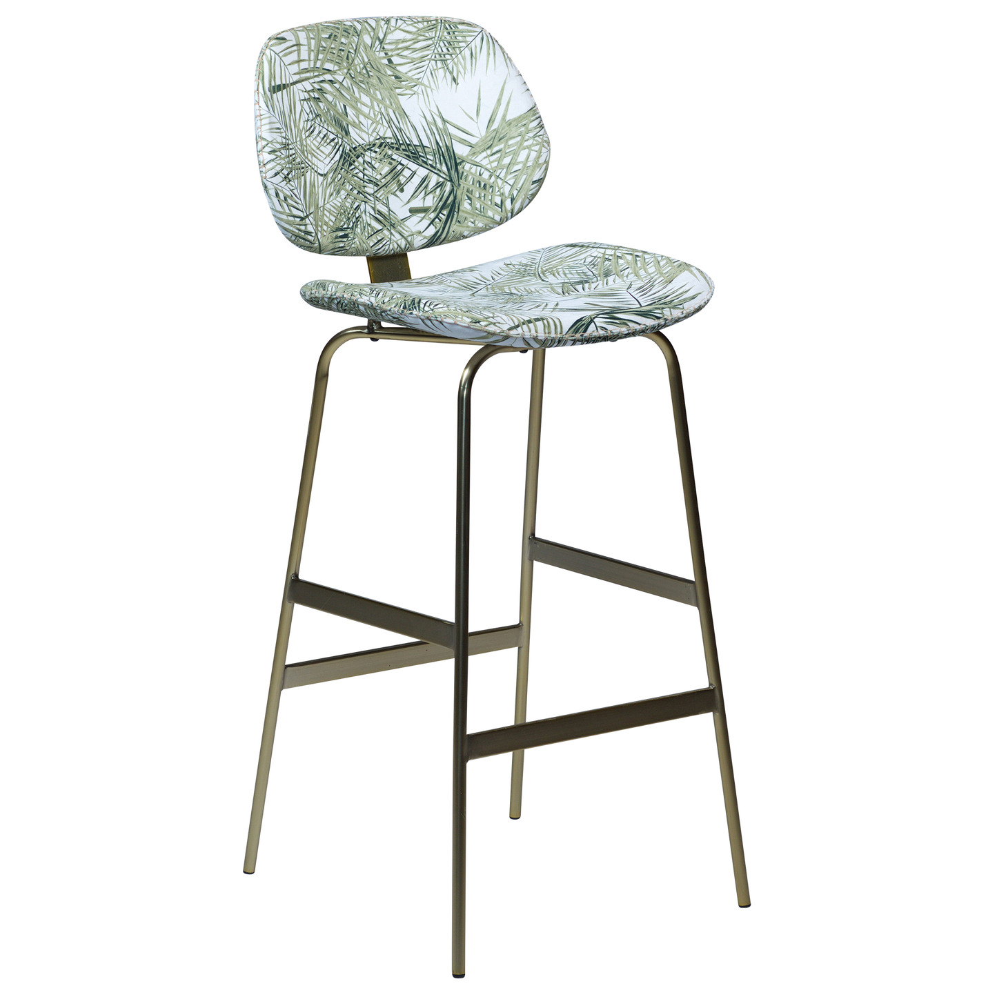 1 stk. PRIME Barstol palme motiv fløjl, golden metal