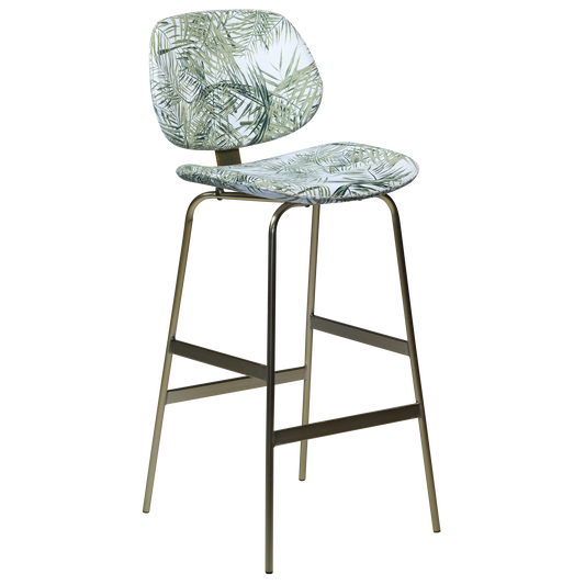 1 stk. PRIME Barstol palme motiv fløjl, golden metal