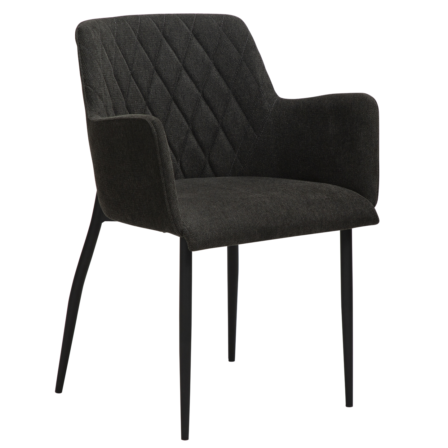 2 stk. ROMBO Stol sort stof, sort metal