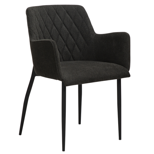 2 stk. ROMBO Stol sort stof, sort metal