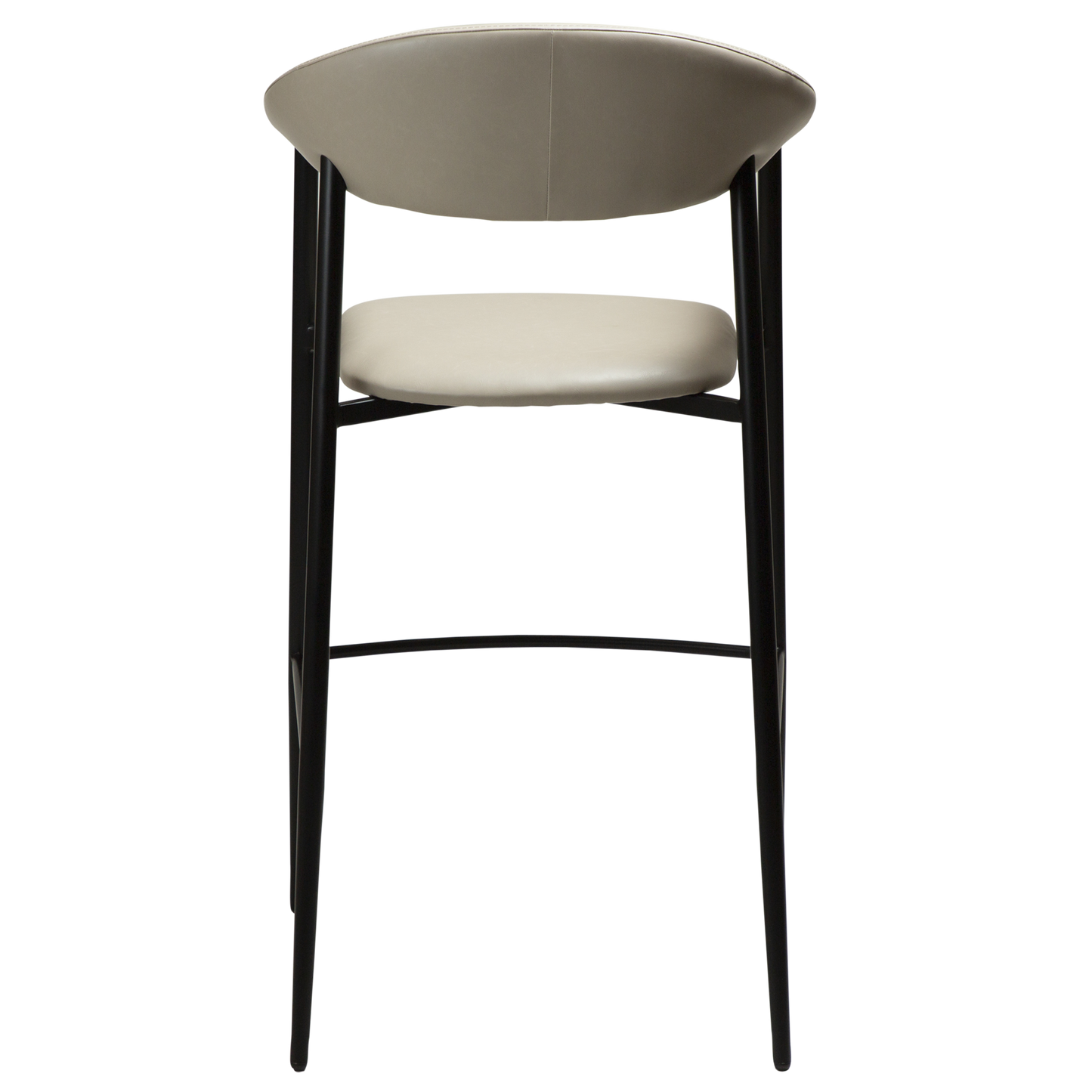 2 stk. ROVER Barstole, lys grå/beige kunstlæder, sorte metal ben.