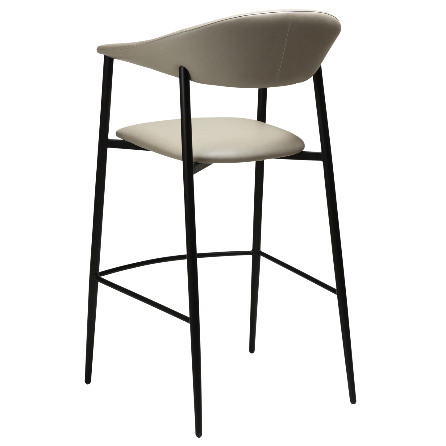 2 stk. ROVER Barstole, lys grå/beige kunstlæder, sorte metal ben.