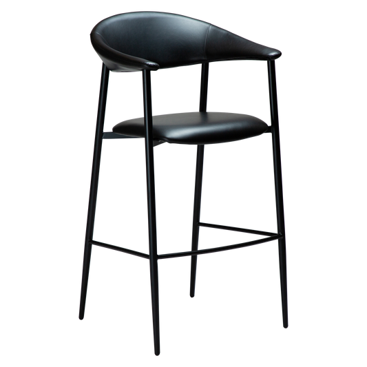 2 stk. ROVER Barstole, sort kunstlæder, sorte metal ben.