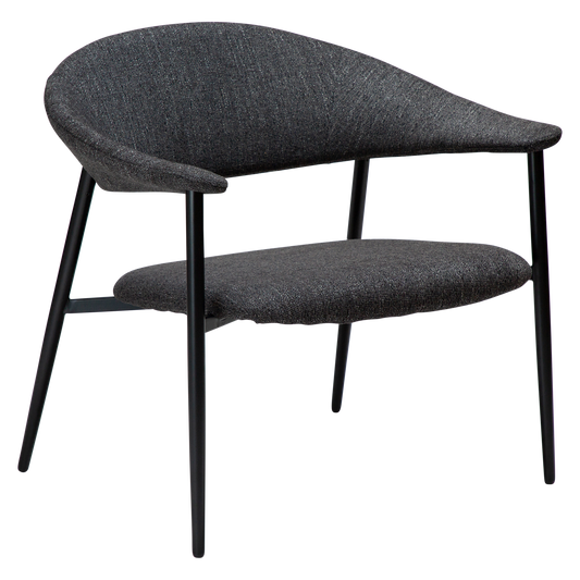 1 stk. ROVER Loungestol, sort bouclé stof, sorte metal ben.