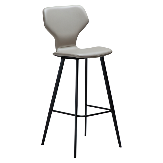 2 stk. S.I.T Barstole, beige/grå kunstlæder, sorte metal ben.