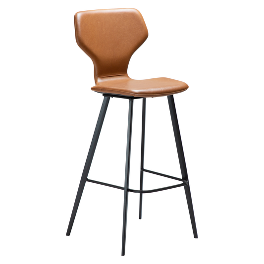 2 stk. S.I.T Barstole, lys brun kunstlæder, sorte metal ben.
