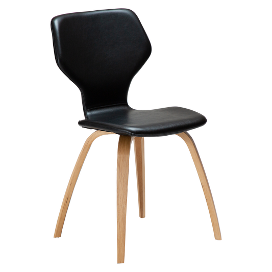 2 stk. S.I.T Spisebordsstole, sort kunstlæder, eg ben.