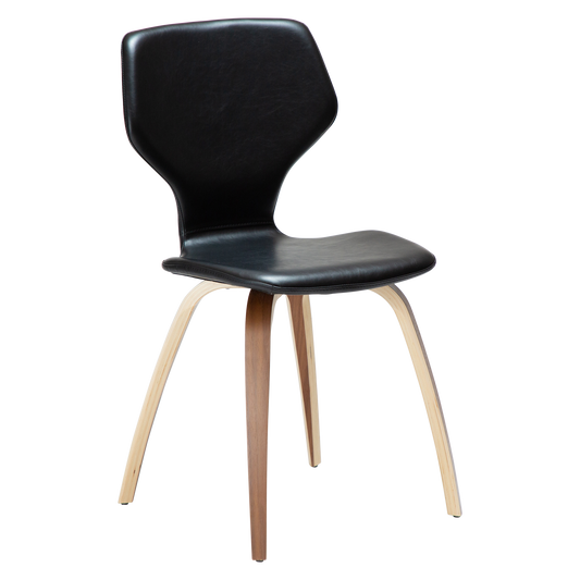 2 stk. S.I.T Spisebordsstole, sort kunstlæder, valnød ben.