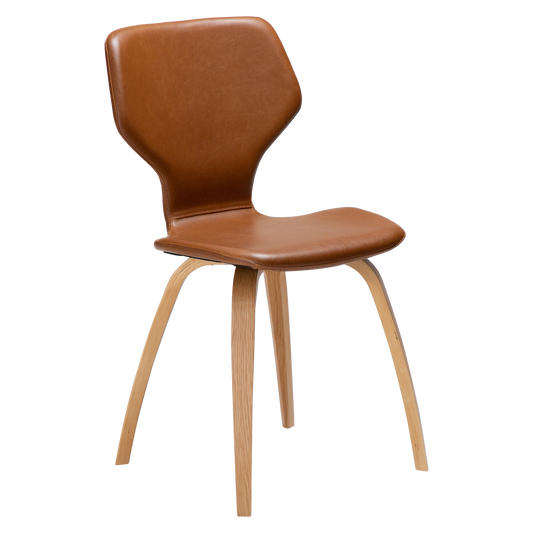 2 stk. S.I.T Spisebordsstole, lys brun kunstlæder, eg ben.