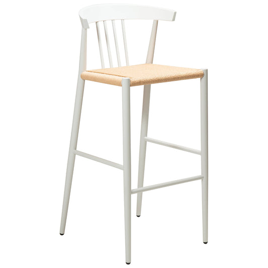 2 stk. SAVA Barstole, beige snor, hvid metal ben.