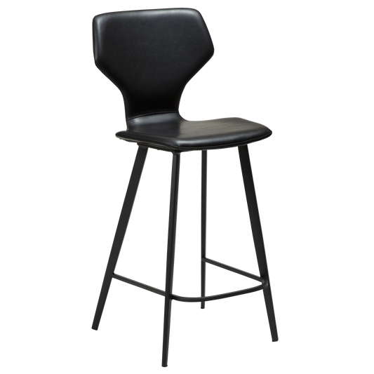 2 stk. S.I.T Counter Barstol, sort kunstlæder, sorte metal ben.