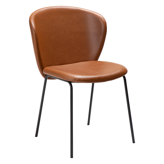 2 stk. STAY Spisebordsstole, lys brun kunstlæder, sorte metal ben.