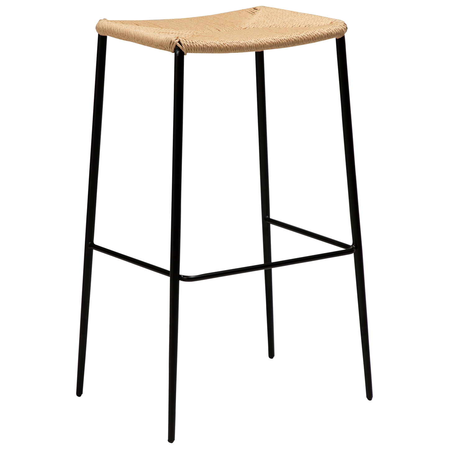 2 stk. STILETTO Barstol natur snor sæde, sort metal