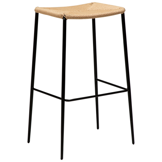 2 stk. STILETTO Barstol natur snor sæde, sort metal