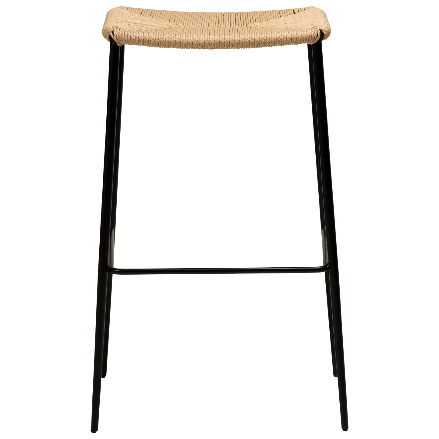 2 stk. STILETTO Barstol natur snor sæde, sort metal