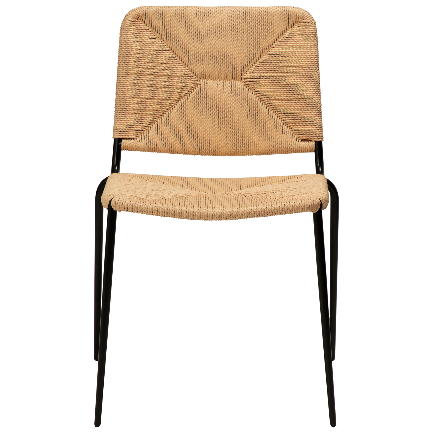 2 stk. STILETTO Stol, natur farvet snor, sorte metal ben.