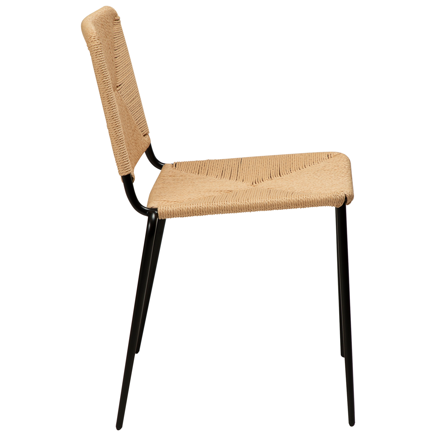 2 stk. STILETTO Stol, natur farvet snor, sorte metal ben.