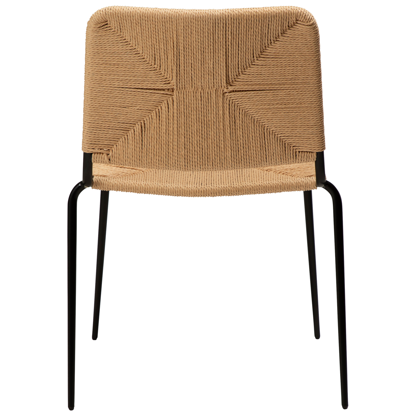 2 stk. STILETTO Stol, natur farvet snor, sorte metal ben.