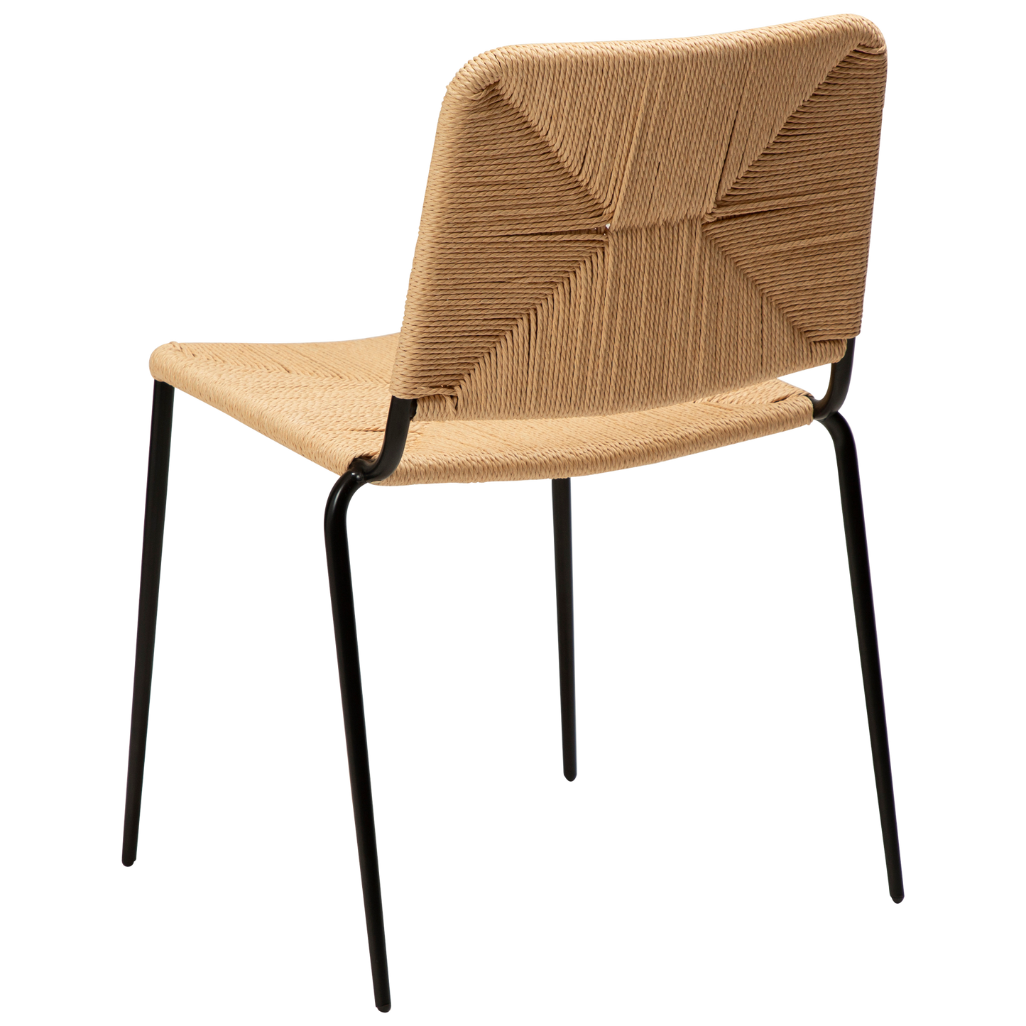 2 stk. STILETTO Stol, natur farvet snor, sorte metal ben.