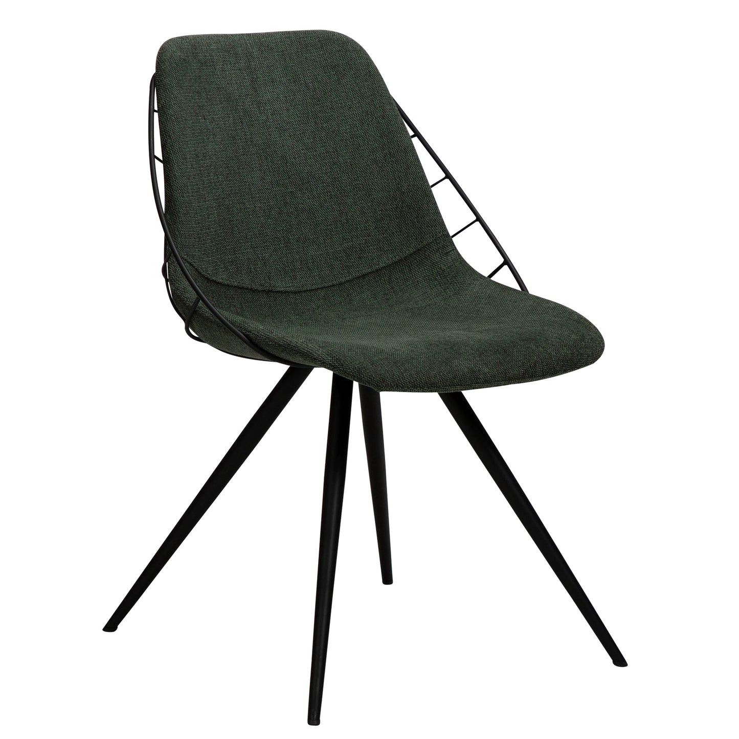 2 stk. SWAY Spisebordsstol grønt stof, sort metal