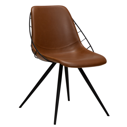 2 stk. SWAY Spisebordsstol brun kunstlæder, sort metal