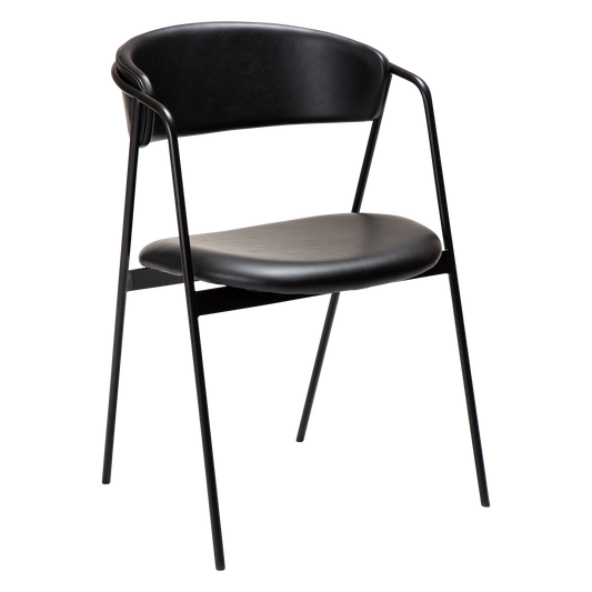 2 stk. SWELL Spisebordsstole, sort kunstlæder, sorte metal ben.