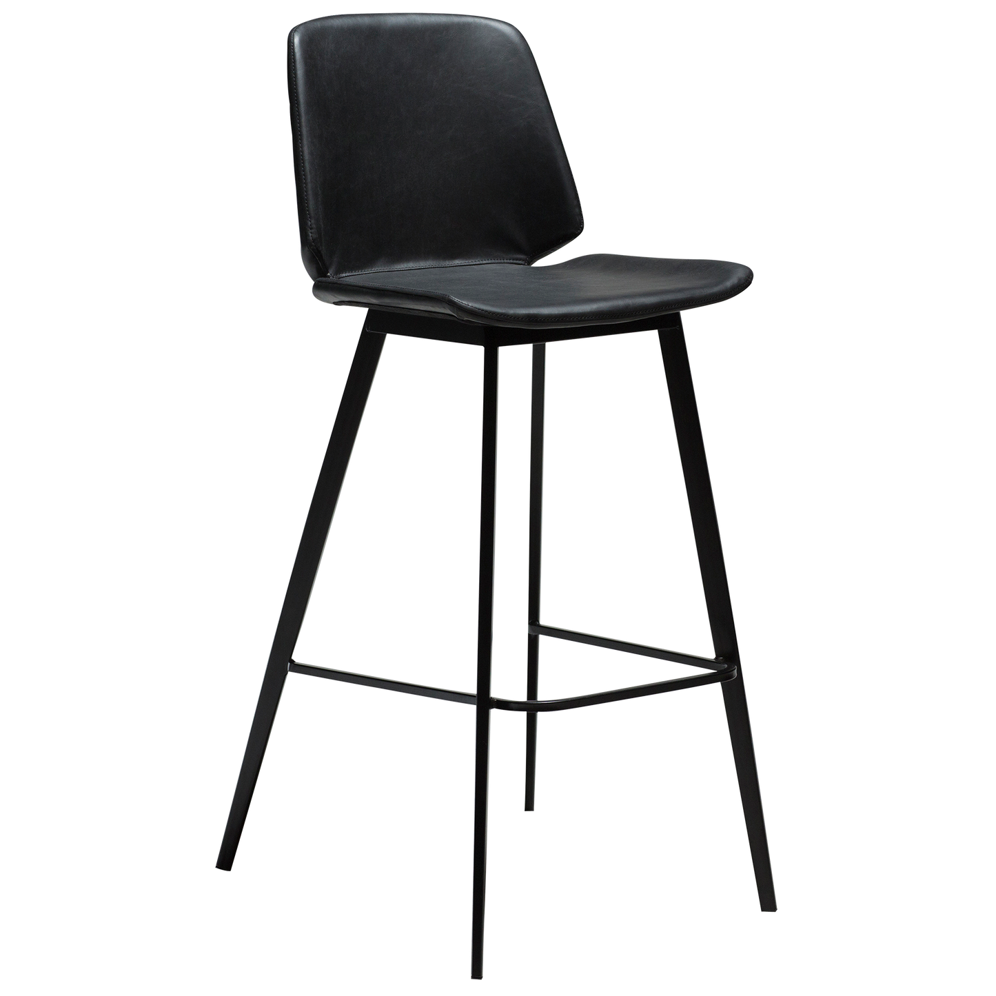 2 stk. SWING Barstol sort kunstlæder, sort metal