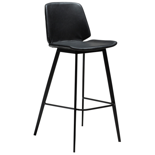 2 stk. SWING Barstol sort kunstlæder, sort metal