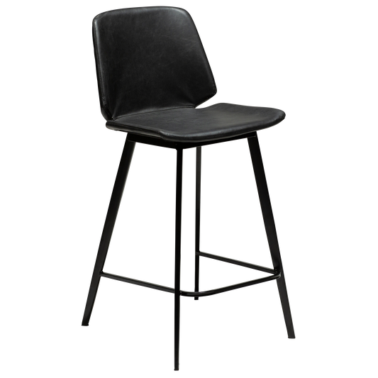 2 stk. SWING Counter Barstol, sort kunstlæder, sorte metal ben.