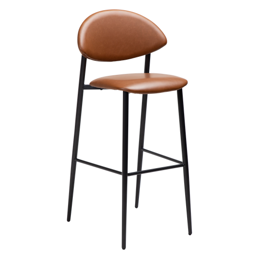 2 stk. TUSH Barstole, lys brun kunstlæder, sorte metal ben.
