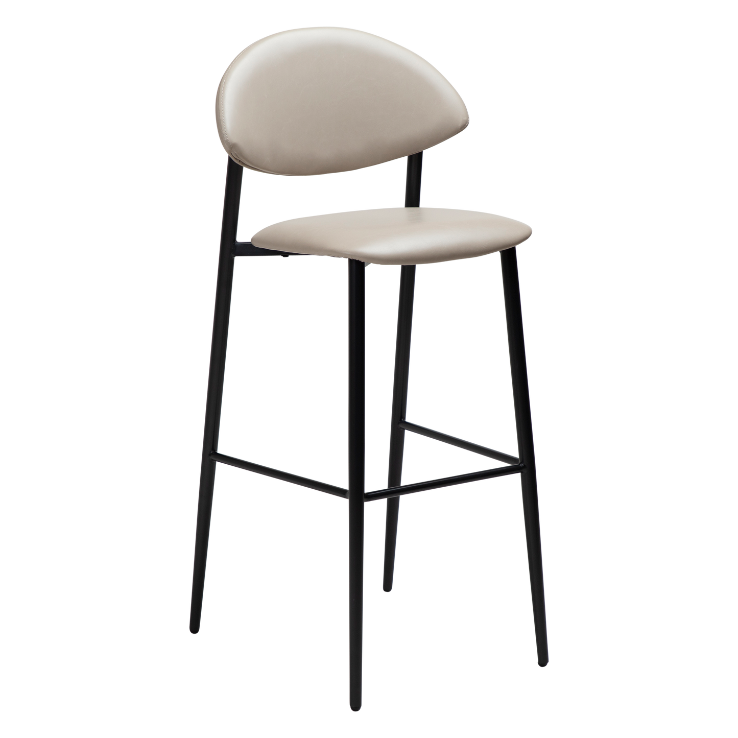 2 stk. TUSH Barstole, beige/grå kunstlæder, sorte metal ben.