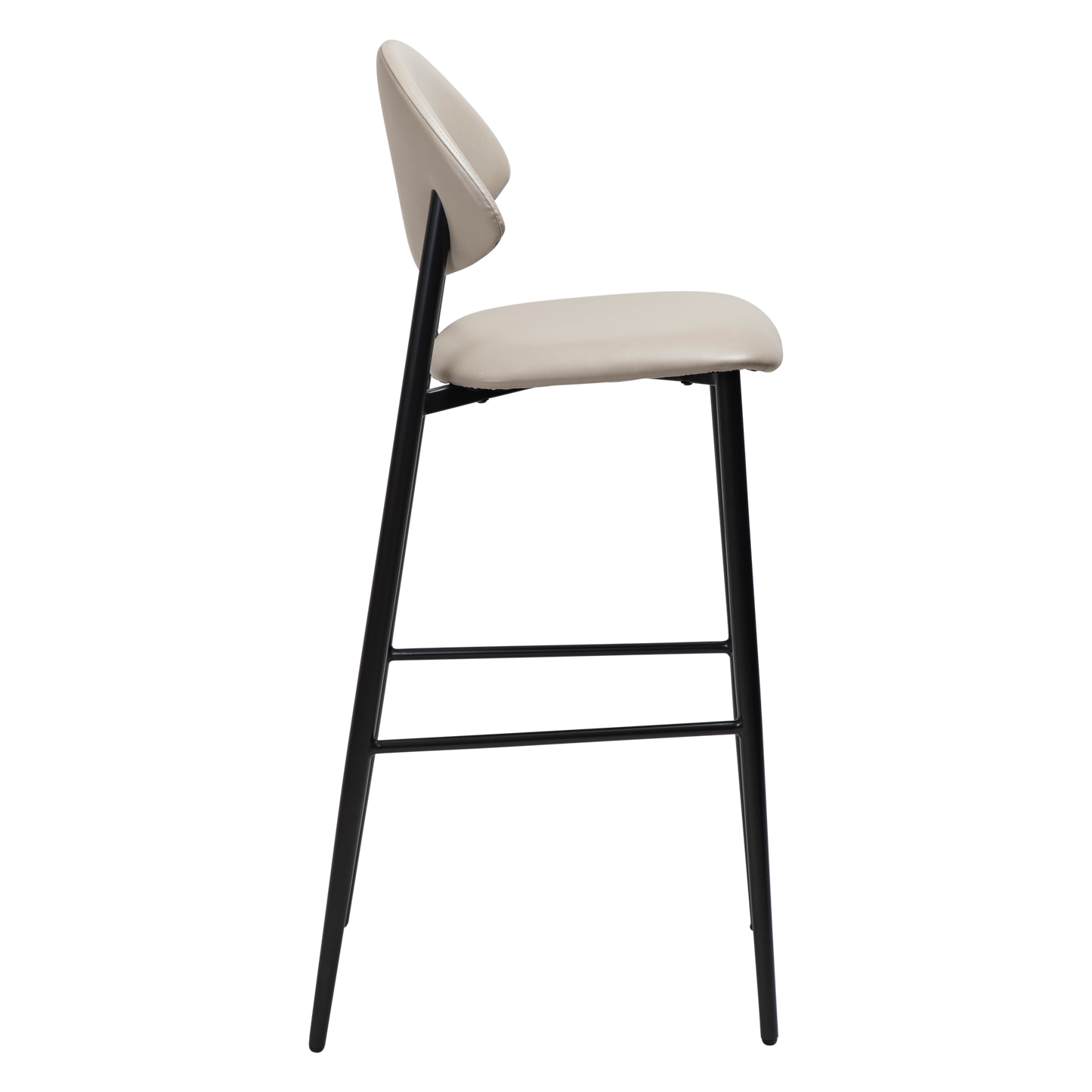 2 stk. TUSH Barstole, beige/grå kunstlæder, sorte metal ben.
