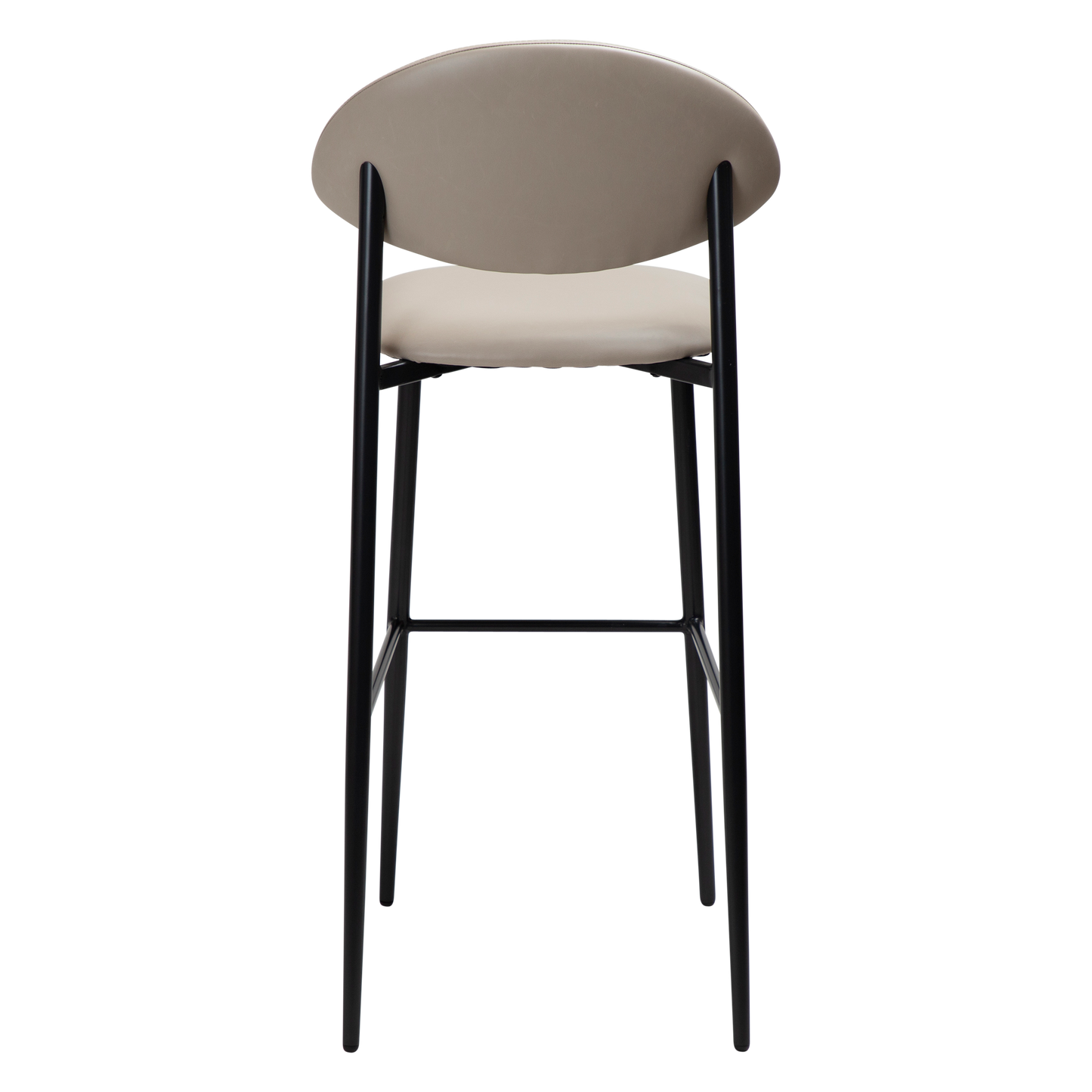 2 stk. TUSH Barstole, beige/grå kunstlæder, sorte metal ben.