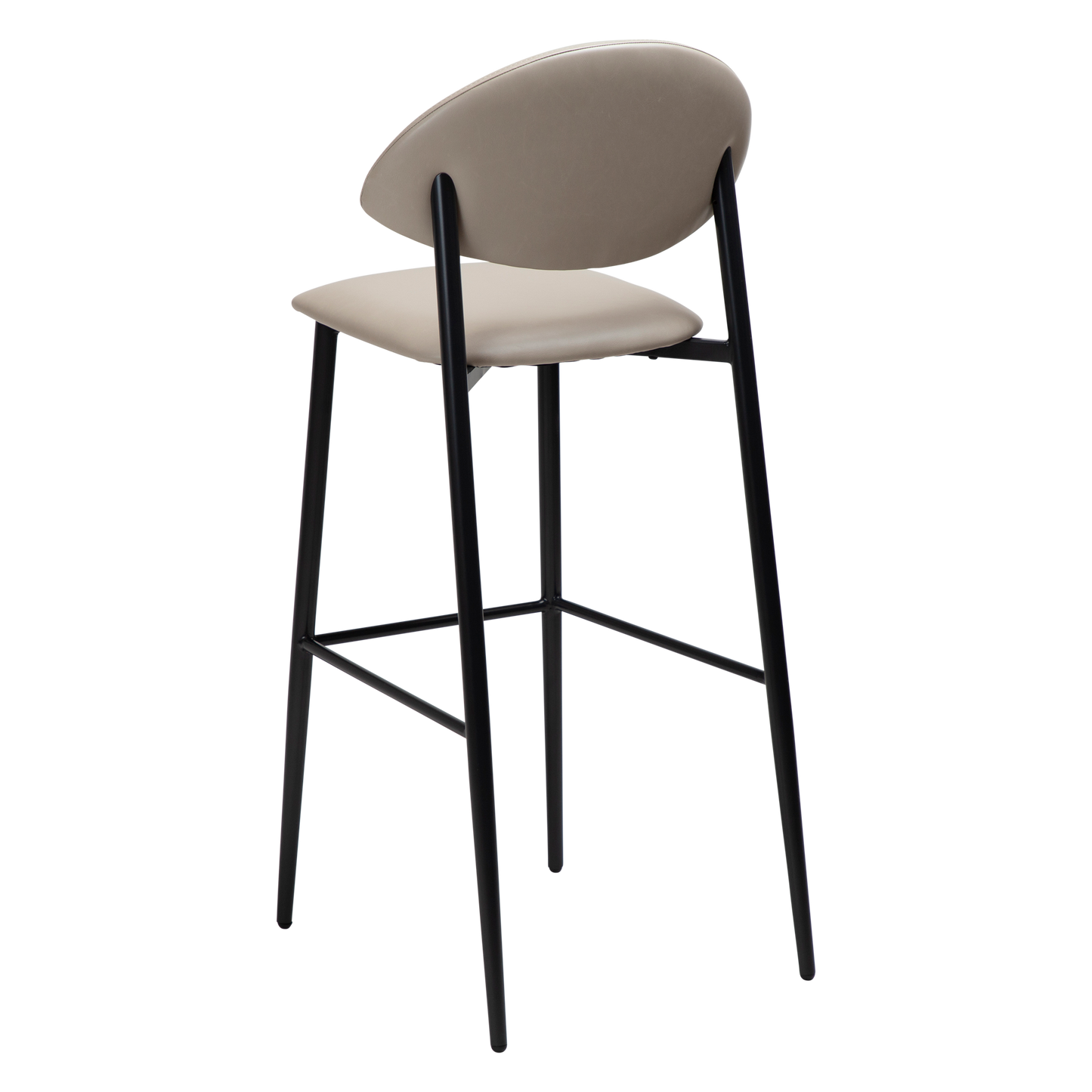 2 stk. TUSH Barstole, beige/grå kunstlæder, sorte metal ben.