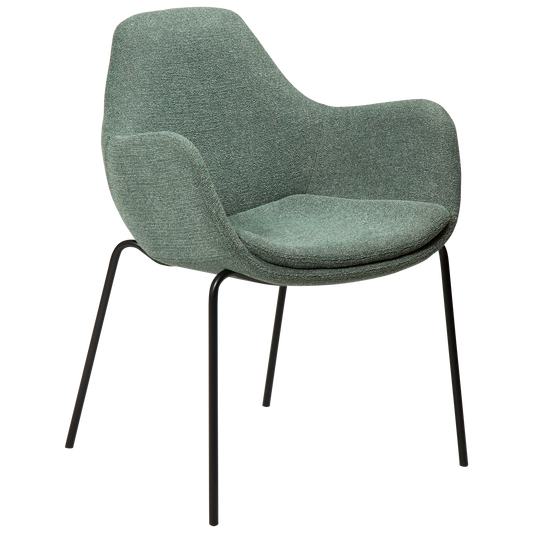 1 stk. ZIMMER Stol grønt stof, sort metal