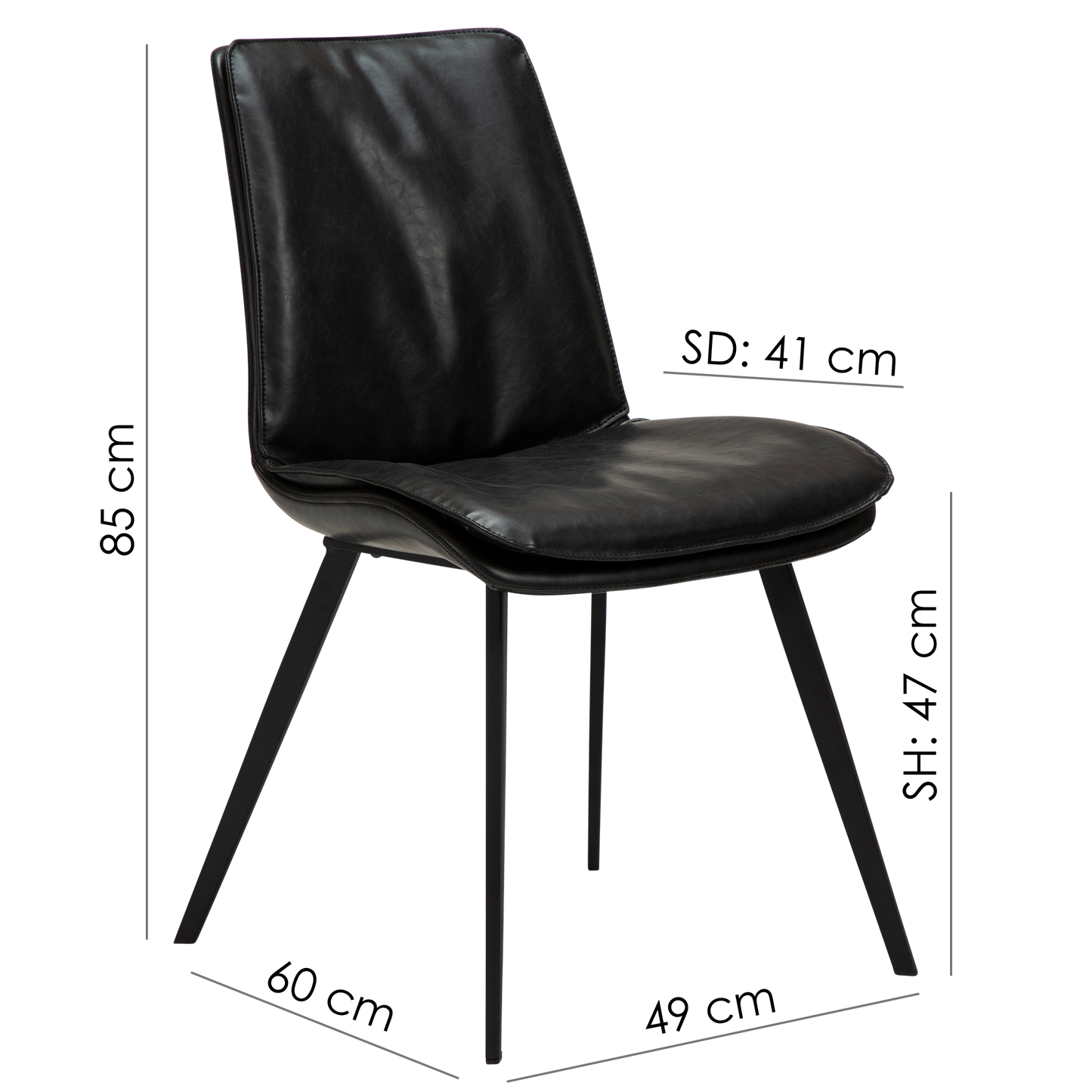 2 stk. FIERCE Stol brun kunstlæder, sort metal