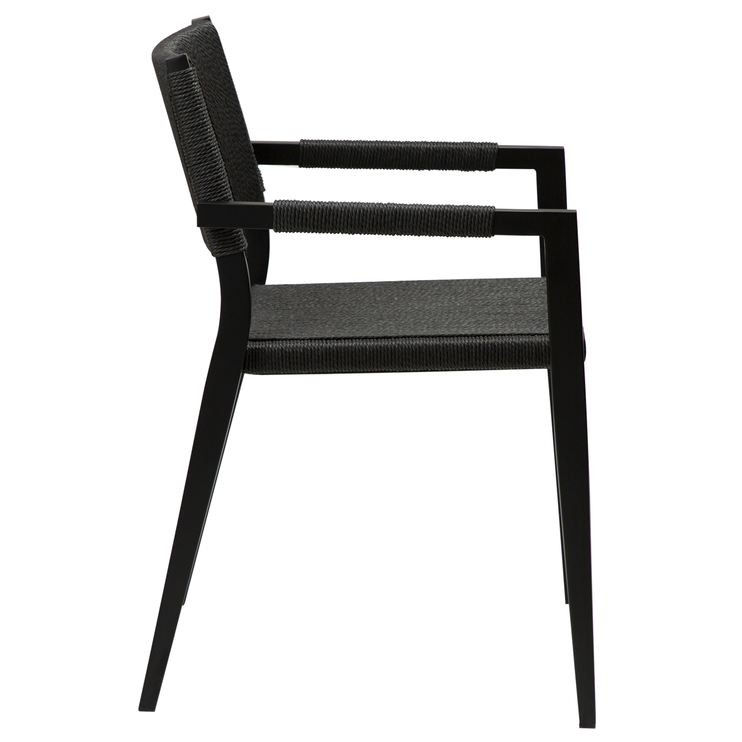 2 stk. LOOP Lænestole, sort snor, sorte metal ben.
